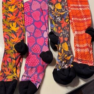 Vibrant Patterned Women’s Compression Socks - Pink, Orange, Yellow, Black